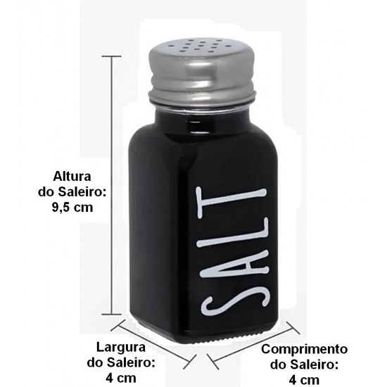 Saleiro 80ml Preto Manhattan em Vidro e Inox Hauskraft